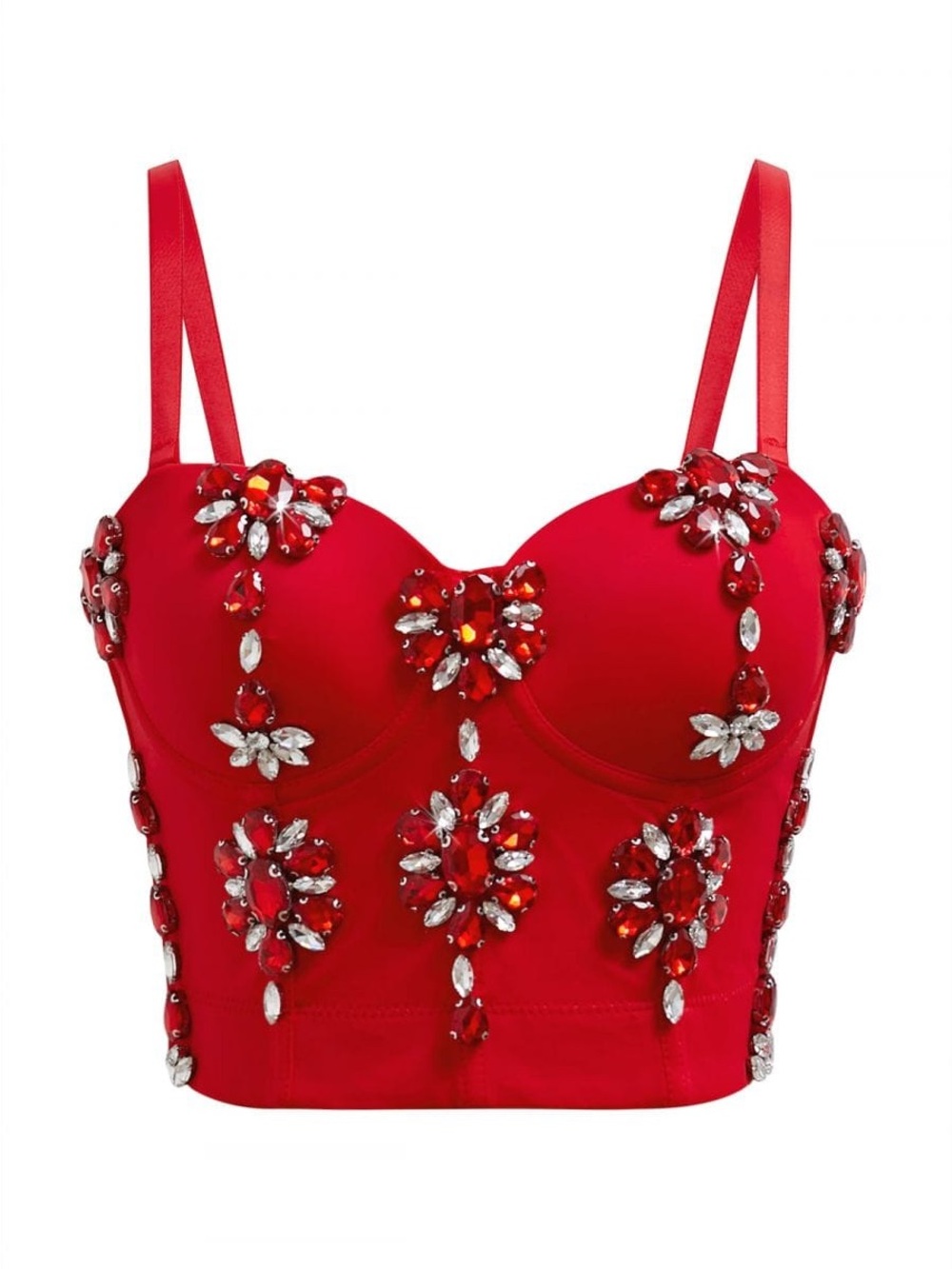 Red Jeweled Bustier Camisole Top
